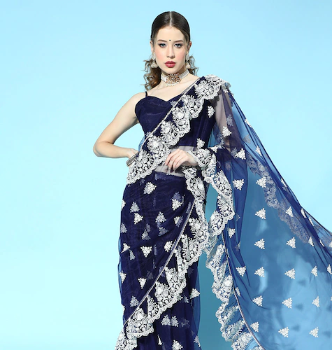 Floral Saree with Embroidered border